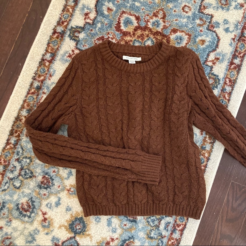 Rich brown American eagle cable knit sweater xs